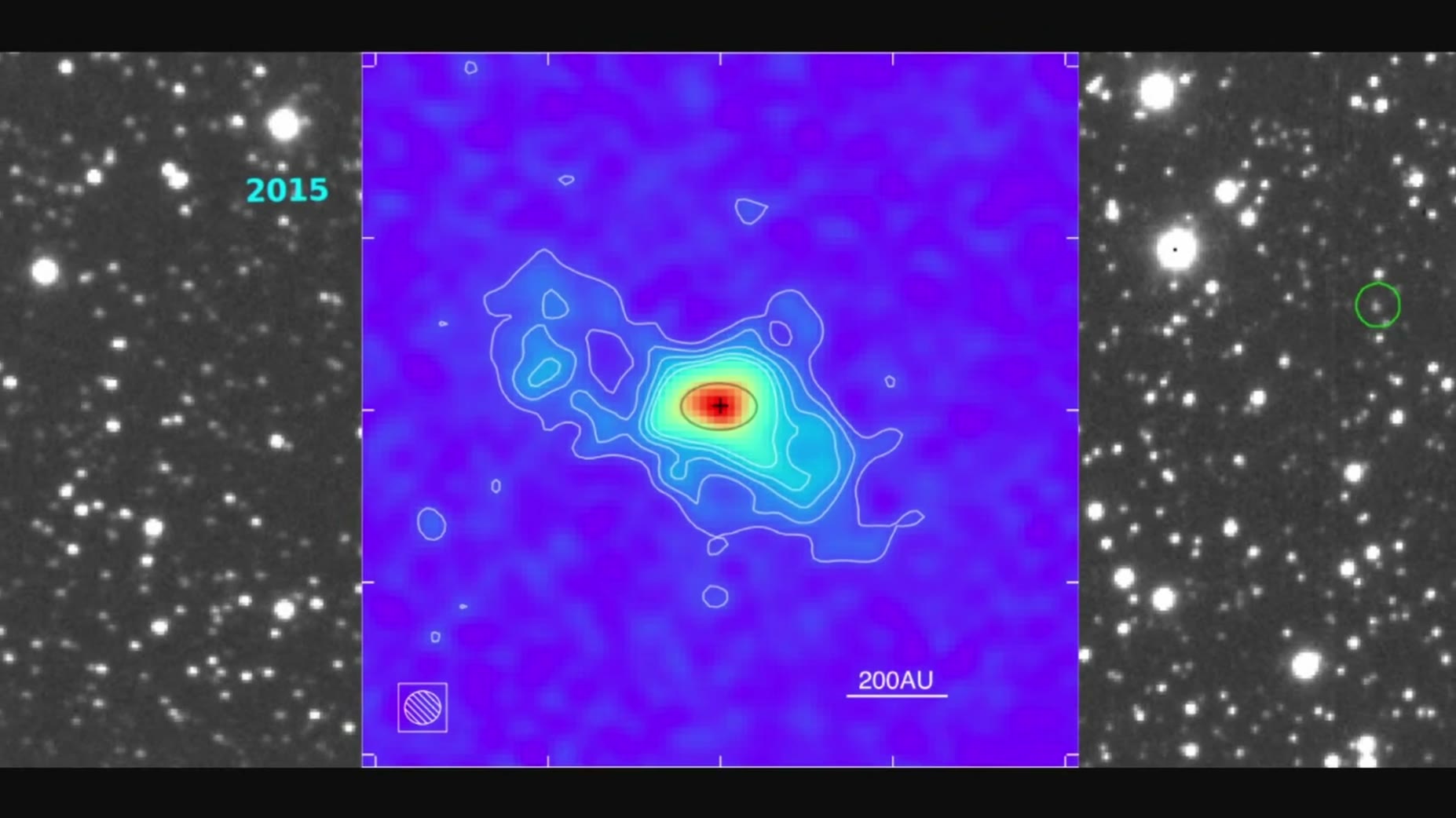 In 2023 ALMA imaging (Tafoya et al.) revealed a compact central dust disk 277 AU in radius made of carbon dust at about