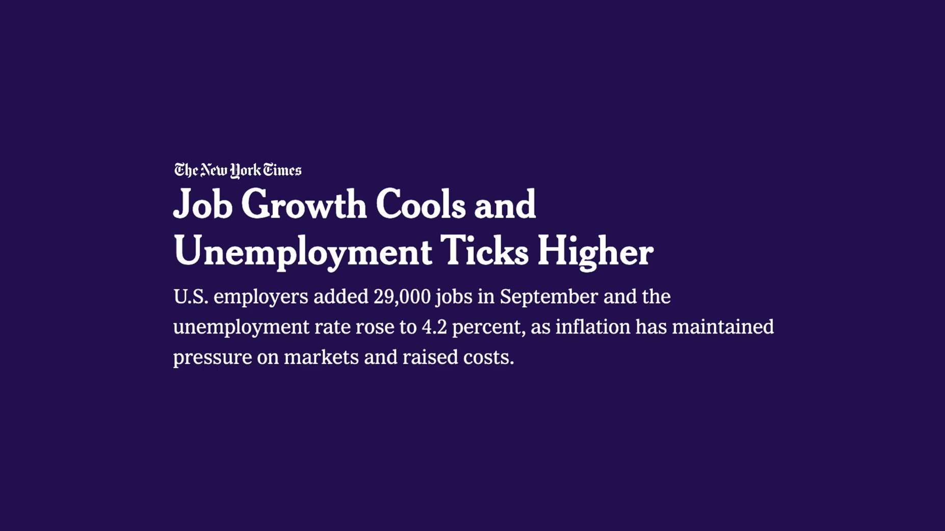 Confirmed: US employers added 29,000 jobs in September and unemployment rose to 4.2% [01:06]