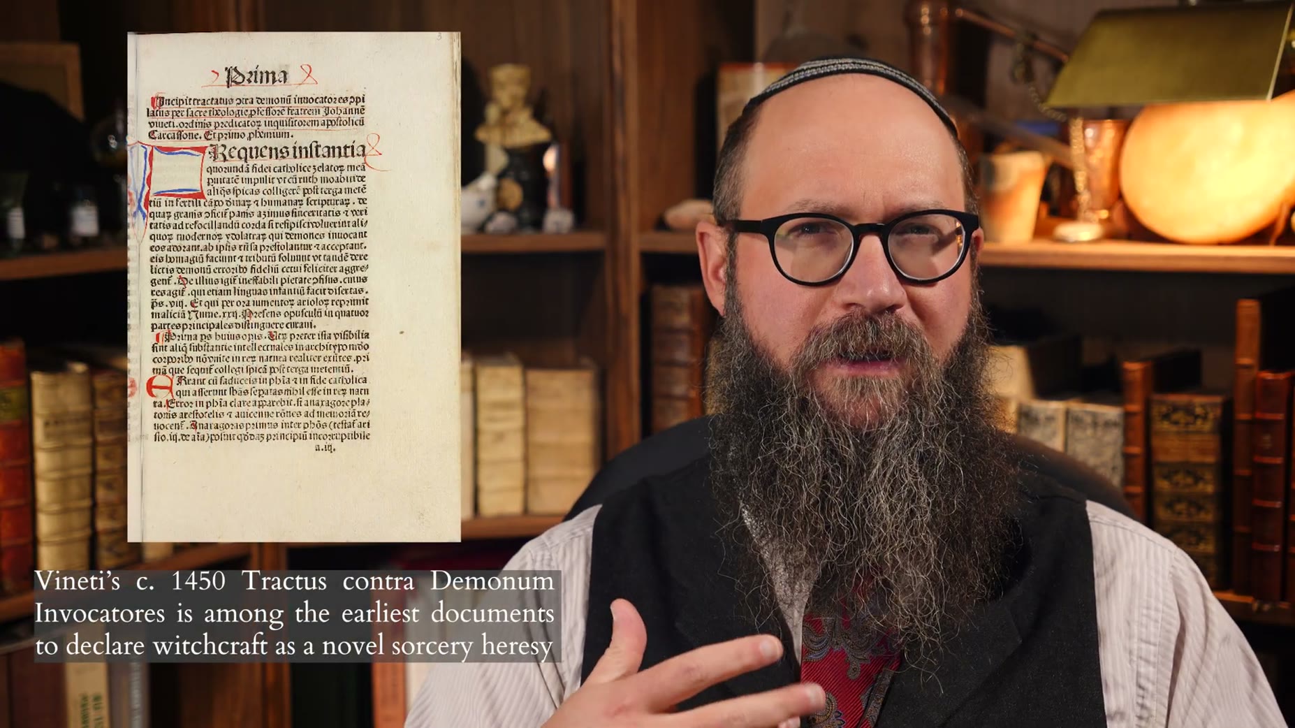 Text: Vineti's Tractatus contra Demonum Invocatores (c.1450) is among the earliest documents to declare witchcraft a nov
